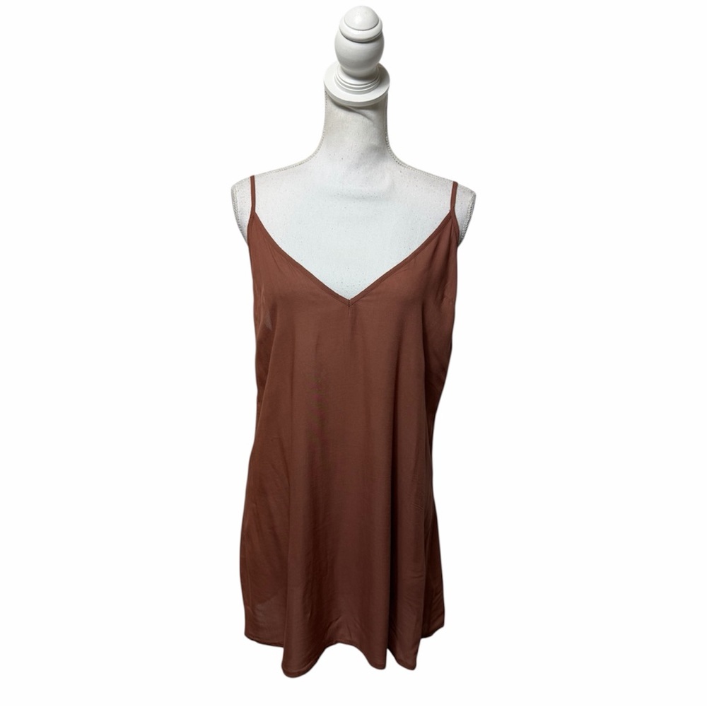 Free People Moon Chaser Brown Pink Mini Slip Dress Women's Small